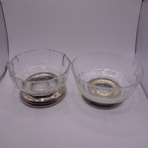 Two(2) Glass Bowls with Metal Base - Picture 1 of 16